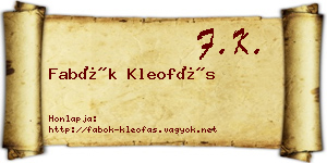 Fabók Kleofás névjegykártya